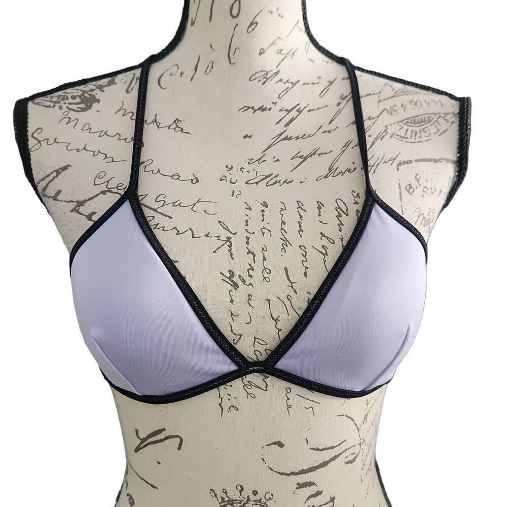 Victoria's Secret Women's Size Medium Purple Black Triangle Bikini Top